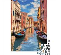 Canal Veneciano Paisaje Puzzle de 1000 Piezas Puzzle para Adultos Calle Soleada Relajación Decoración Hogar Atención Interacción Familiar Regalo 52x38cm/1000pcs