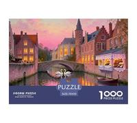 Canales de Brujas Belga Noche Puzzle De Madera Impermeable DIY Puzzles De 1000 Piezas para Adultos Imposible Rompecabezas Juegos Educativos