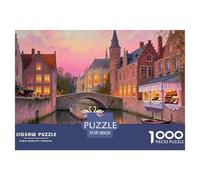 Canales de Brujas Belga Noche Puzzle De Madera Impermeable DIY Puzzles De 1000 Piezas Regalos para Adultos Imposible Rompecabezas Juegos Desafiantes