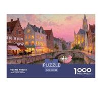 Canales de Brujas Belga Noche Puzzle De Madera Impermeable DIY Puzzles De 1000 Piezas Regalos para Adultos Colorido Rompecabezas Juegos Desafiantes