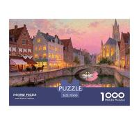 Canales de Brujas Belga Noche Puzzle De Madera Impermeable Puzzles De 1000 Piezas Regalos para Adultos Desafiante Y Estimulante Rompecabezas Juegos Educativos