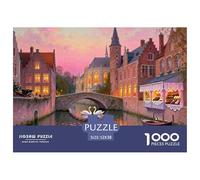 Canales de Brujas Belga Noche Puzzle De Madera Impermeable Puzzles De 1000 Piezas Regalos para Adultos Divertido Rompecabezas Decoración del Hogar