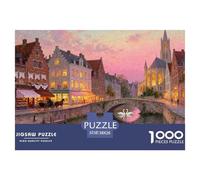 Canales de Brujas Belga Noche Puzzle De Madera Impermeable Puzzles De 1000 Piezas Regalos para Adultos Colorido Rompecabezas Juegos Educativos