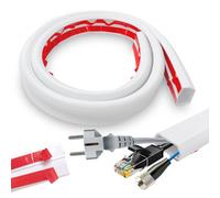 Canales de cables de pared, autoadhesivos, 5 m x 25 mm, pequeño, puente de cables, suelo, protección para cables, para oficinas, apartamentos, almacenes, hoteles, color blanco