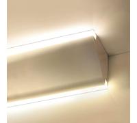 Canales de moldura de corona LED de aluminio para techos y paredes, perfil de iluminación de decoración lineal, tira de luces duales, pista de carcasa de cala (21 m)