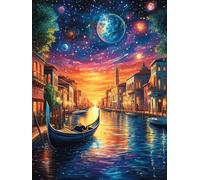 Canales de Venecia de noche Under The Stars Puzzles 500 Piezas Estera Portátil 3D Animales salvajes y domésticos Rompecabezas Familiar Para Adultos Aliviar Estrés Decoración Hogar Moderno Creativo 500