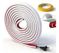 Canaleta autoadhesiva semicircular para cables, color blanco, 6 mm, incluye canal de cable de 1,5 m y cinta adhesiva de tela de 10 mm x 15 m, ideal para oficina, hogar, instalación eléctrica
