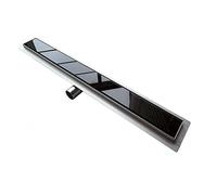 CANALETA DE DESAGÜE DUCHA VIDRIO NEGRO ACERO INOX VÁLVULA PILETA DESAGÜE 110 cm