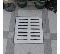 Canaleta de Drenaje Rejilla de Drenaje Exterior Cuadrada con Base, Cubierta de Zanja de Drenaje de Acero Inoxidable 304, Rejilla de Canal de Sumidero de Piso para Patio, Terraza, Jardín(15x15cm (5.9x5