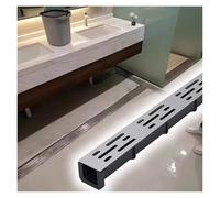 Canaleta desague con rejilla, Canal de drenaje de plástico en forma de U con rejilla de acero inoxidable, kit de drenaje delgado para baño, canal de drenaje exterior para patios, parques, patios y pa