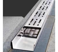 Canaleta Desague con Rejilla Sistema de Drenaje de Zanja Resistente para Patio, VCubiertas De Drenaje Al Aire Libre Estrecho 304 De Acero Inoxidable Canal Drai Para Jardine Aceras Calzadas(3.5x5cm/1.4