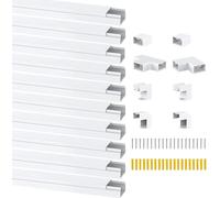 Canaleta para Cableado 20x10mm Cuadrada Tapacables Autoadhesivo Organizadora de Cables para Hogar, Oficina 10 Piezas de 40cm de Longitud (4-Metro) Blanco