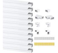Canaleta para Cableado 20x10mm Cuadrada Tapacables Autoadhesivo Organizadora de Cables para Hogar, Oficina 10 Piezas de 40cm de Longitud (4-Metro) Blanco