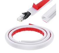 Canaleta para cables de 1 m, color blanco, autoadhesiva, para ocultar cables, flexible, semicircular, para ocultar 1 cable, cubierta de cable, PVC resistente a la intemperie, canal de cable para TV