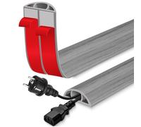 Canaleta pasacables Suelo Flexible Cable Protector Suelo de PVC canaleta Cables Pared Adhesivo para la gestión doméstica (Madera Gris Claro, 50mm×6m)