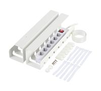 Relaxdays Canaletas Cables Escritorio, Set 2, Organizadores Cableado, 10 x 43 x 10 cm, con Accesorios para Fijar, Blanco