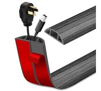 Canaletas para Cables Adhesiva canaleta pasacables para Suelo Cubiertas de Suelo para Cables pasacables de PVC (3m×3cm, Grano de Madera Gris)