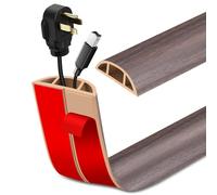 Canaletas para Cables Adhesiva canaleta pasacables para Suelo Cubiertas de Suelo para Cables pasacables de PVC (1m×4cm, Grano de Madera marrón grisácea)