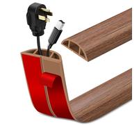Canaletas para Cables Adhesiva canaleta pasacables para Suelo Cubiertas de Suelo para Cables pasacables de PVC (6m×4cm, Grano de Madera marrón Claro)