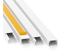Canaletas para cables listas para montar (10 m, autoadhesivos, con cinta adhesiva de espuma, color blanco), cubierta de cables, Blanco