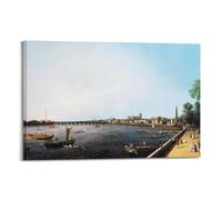 Canaletto Venetian School Urban Landscapes Poster Work London England A View From Somerset Gardens to Westminster Bridge Painting On Canvas Wall Art Scroll Picture Print Living Wall Decor Homes