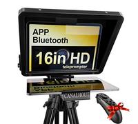 Canalhout Teleprompter universal grande de 15 pulgadas, apto para todas las tabletas, tomas con cámaras SLR y videocámaras, no requiere montaje, equipado con maleta personalizada, entrevista, voz y