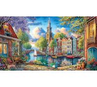Canals-of-Amsterdam 1000 Piezas Puzzle Reciclado Juego Educativo desafiante para Adultos Regalo para Mujeres y Hombres 70x50/1000pcs