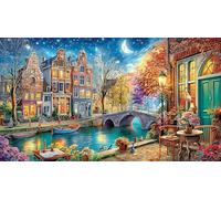 Canals-of-Amsterdam Puzzle Adultos 1000 Piezas Papel Reciclado Juego Familiar Desafiante para decoración Mural y Regalos 38x26/1000pcs