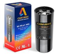 Canamax Premium 161-193 uf MFD 50/60 Hz 220-250 VAC Volts Round Start Capacitor - Ajuste exacto para condensadores de motor monofásico OEM Condensador recto frío o bomba de calor aire acondicionado