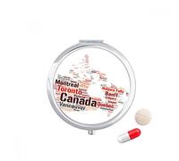 Cananda mapa con nombres de ciudades hitos Travel bolsillo píldora caso medicina dispensador espejo regalo caja de almacenamiento