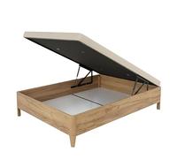 Canapé 90x190 cm Cama Dormitorio Cope, Tapa Reforzada Anti-Curva, Apertura Manual Bombines Gas, Roble Amazonas