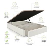 Canapé con cajón frontal y zapatero Luxury S-Max 3D 135-150 cm Blanco 135x190