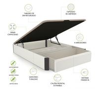 Canapé con cajón frontal y zapatero Luxury S-Max 3D 135-150 cm Blanco - Grafito 135x190