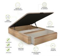 Canapé con cajón frontal y zapatero Luxury S-Max 3D 135-150 cm Roble 135x190
