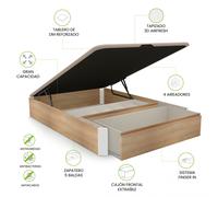 Canapé con cajón frontal y zapatero Luxury S-Max 3D 135-150 cm Roble - Blanco 135x190