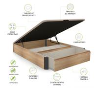 Canapé con cajón frontal y zapatero Luxury S-Max 3D 135-150 cm Roble - Grafito 135x190