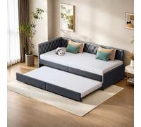 Canapé Lit 90 x 200, Lits Capitonné Extensible Avec Métal Cadre, Lits Rembourré Multifonctionnel de Style Moderno, Tissu de terciopelo, Sans Matelas (gris)
