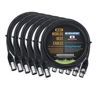 Canare L-4E6S - Cable de micrófono balanceado de 4 pies - 6 unidades, macho a hembra, con conectores XLR Amphenol AX3M y AX3F plateado - Hecho a medida por World Best CABLES