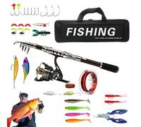 Cañas de Pescar y carretes Combinados, Cañas de Pescar combinadas - Combinaciones telescópicas de caña de Pescar y Carrete de Agua Salada,Equipo de en Hielo, Juego de Viaje portatil