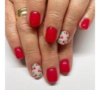 Cañas Falsas Cuadradas De 24 Piezas Presione Sobre Colacos Falsos Artificiales En Diseños De Cerezas Puntas Francesas Pegamentos Acrílicos En Uñas Para Mujeres Claras