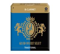 Cañas Rico para Clarinete Sib - Cañas tradicionales Grand Concert Select para Clarinete - Lomo y punta equilibrados con forma tradicional - Cañas para Clarinete 2 Fuerza, paquete de 10