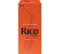 Cañas Rico para saxofón - Cañas para saxofón alto - Cañas para saxofón alto 3 Fuerza, Paquete de 25, 25-Pack, resistencia 3.0