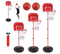 Canasta Baloncesto Infantil, Aro de Basket para Niños con Base, Canasta Baloncesto Exterior Altura Regulable 60 a 150cm, Kit de Canasta Infantil Incluye 2 Pelotas y Bomba, Regalo Deportivo