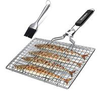 Canasta de asado de Pescado, Canasta de Parrilla de Barbacoa de Acero Inoxidable portátil Plegable, Viene con Cepillo de Cocina y Bolsa de Almacenamiento (Tipo 1)