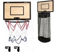 Canasta de baloncesto 2 en 1, cesta para la ropa sucia, mini canasta de baloncesto para puerta, cesta de lavandería de madera, con cremallera, para habitaciones, baño, dormitorio, regalo para niños y