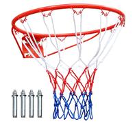 Canasta de baloncesto de 45,72 cm, color rojo, de repuesto, de acero, con red, flexible y flexible, cesta universal para pared, portón y trampolín, para interiores y exteriores