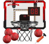 Canasta de baloncesto de dormitorio, canasta de baloncesto para niños, mini canasta de baloncesto, con 4 bolas, bomba, Scoreboard, 2 redes, juguetes deportivos para niño, para 4 5 6 7 8 9 10 12 años