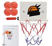 Canasta de baloncesto interior en puertas interiores - Juego de juego montado en la pared con pelota - tablero de mimbre para deportes en el hogar, para niños, jóvenes, movimiento, aula, baño, hogar