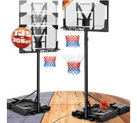 Canasta de baloncesto para exteriores regulable en altura 135 -305 cm estable resistente a la intemperie con soporte 60 kg base ruedas