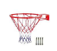 Canasta de Baloncesto Relaxdays para Pared, con Red y Tornillos, Apta para Exteriores, Ø: 45 cm, aro de Hierro, Naranja